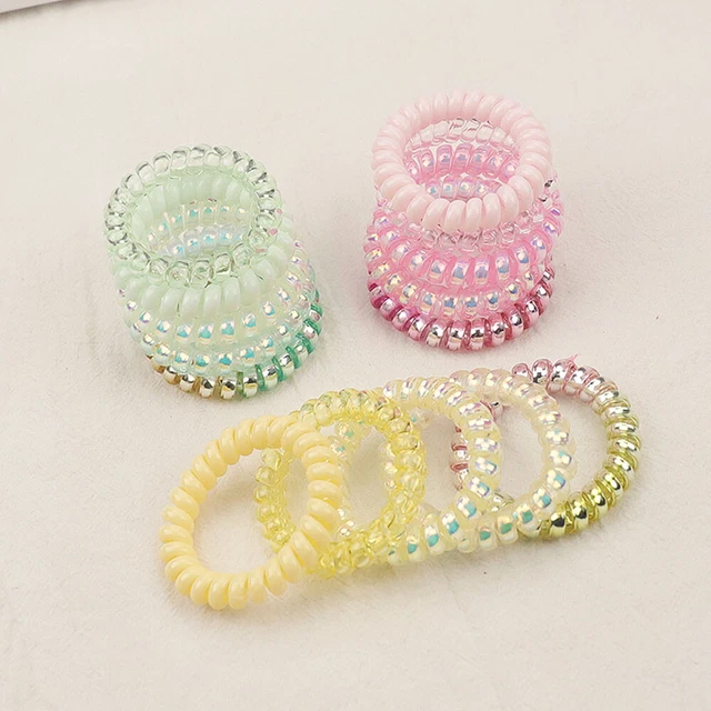 14 Attaches Cheveux Spirale Type Cordon Téléphonique - Rose Clair Et Violet - Clarissi