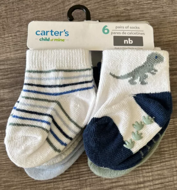 CARTER’S Child of Mine Baby Boys Classic Crew Socks 6 Pack, size Newborn NWT New