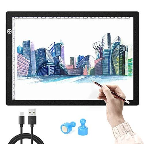 Tavoletta Luminosa LED Per Disegno Per Bambini | 2 Pezzi Da 30x20 Cm Con Supporti E 12 Pennarelli – Lavagna Acrilica Trasparente - 2