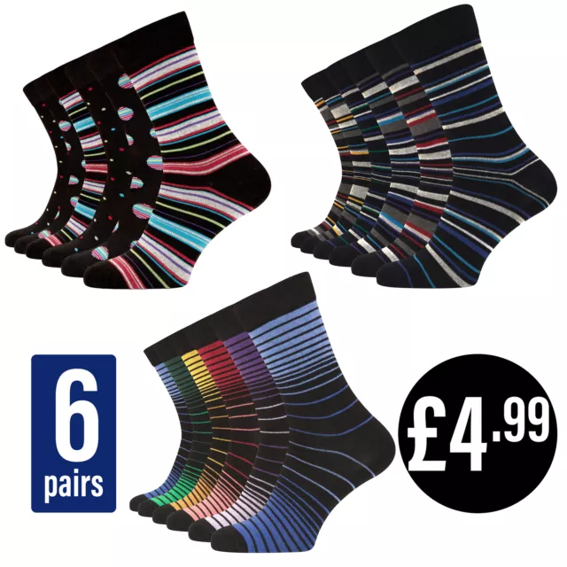 Herrensocken 6 Paar Freizeit Smart Arbeit Golf Baumwolle Design farbige Socken Größe 6-11