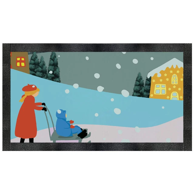 'Mum and Child on Sled' Pet Feeding Mat (PM00020467)