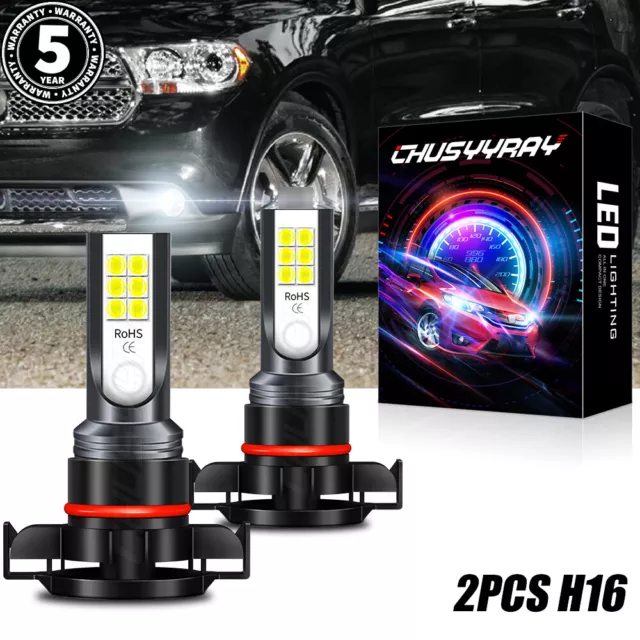 For GMC Canyon 2015-2020 2021 6000K 5202 H16 LED Fog Light Bulbs Kit 2x White