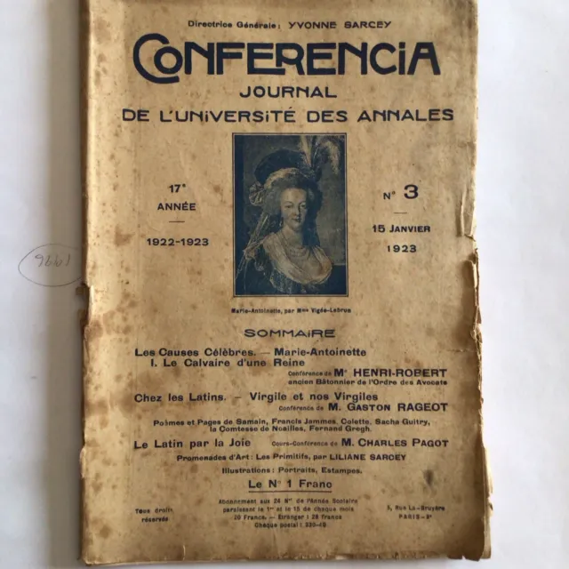 CONFERENCIA Journal de L’université des annales (7 numéros années 1920/1930).