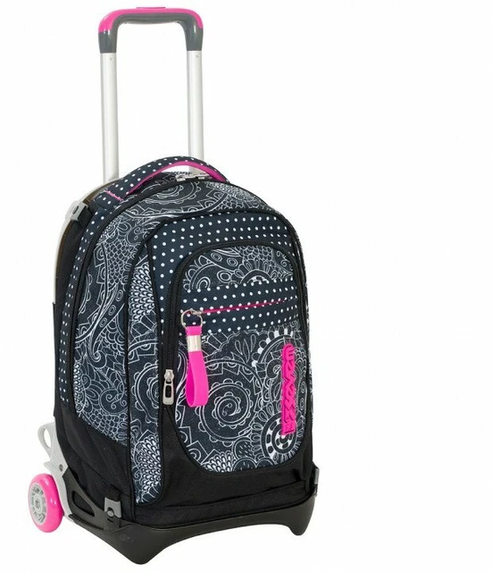ZAINO SCUOLA TROLLEY Seven New Jack Mandala Nero Nuovo Staccabile