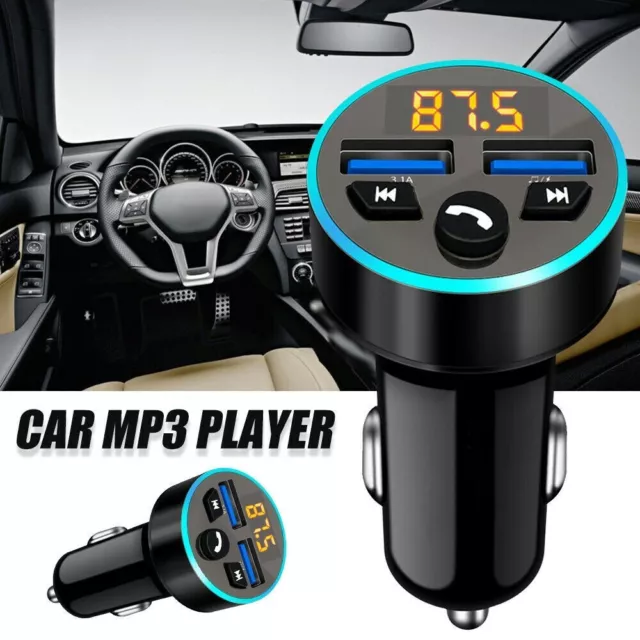 Bluetooth 5.0 Voiture Transmetteur Fm Mains Libres sans Fil MP3 Lecteur 2 USB