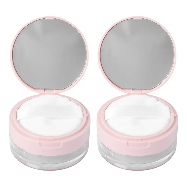 2 piezas estuche de maquillaje en polvo recipiente compacto suelto para viaje