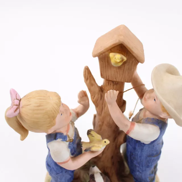 Vintage 1985 Denim Days Our Birdhouse Debbie Danny Dog #8888 Porcelain By Homco 2