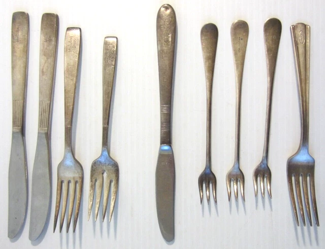 Lot of 9 - Flatware - 1, Union Pacific Railroad & 8 Hotel Flatware ☆