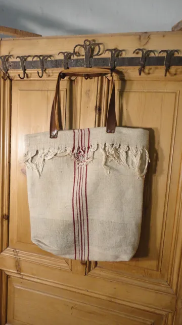 Antique European Grain Sack,Tote Bag, Book Bag,Ipad Bag,Purse.#6499