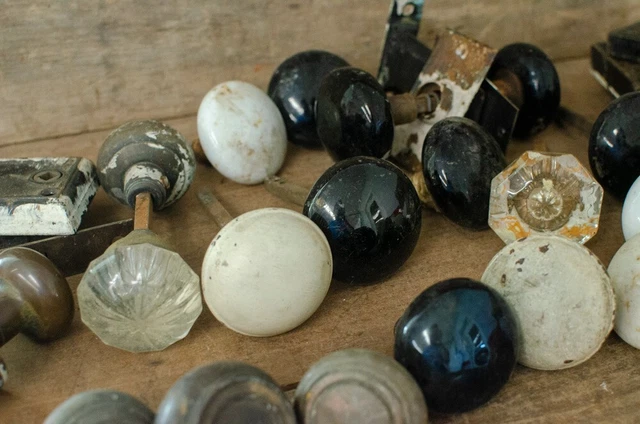 antique Mixed Lot of Misc Salvage Vintage House Door Knobs Porcelain Brass Metal