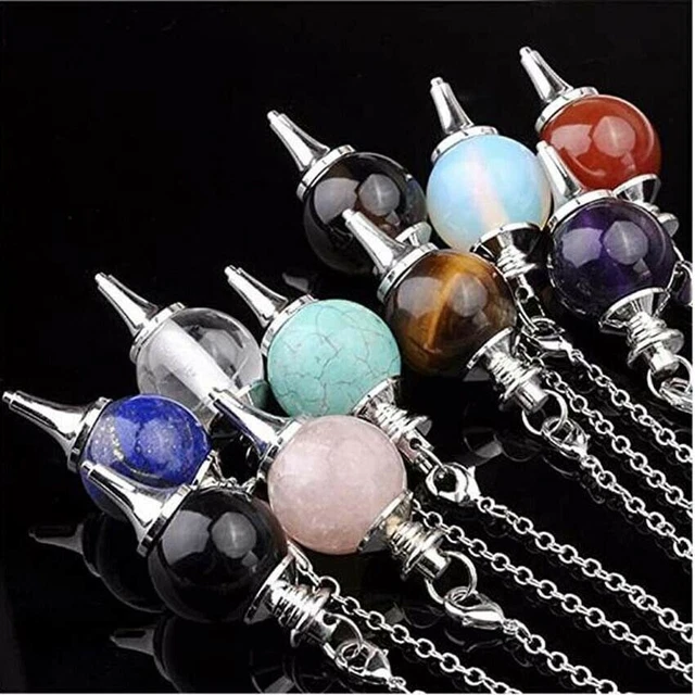 Natural Gemstone Crystal Pendulum Healing Dowsing Chakra Reiki Pendant Necklace