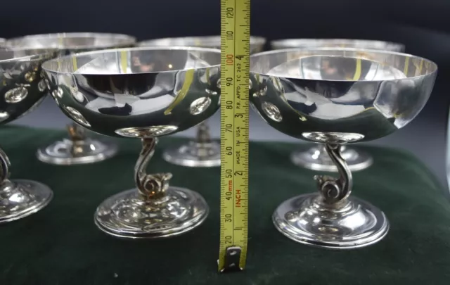 Lovely 8 Piece Sterling Silver Ice Cream Sorbet Cups by Oscar B Bach Cir 1920's 3