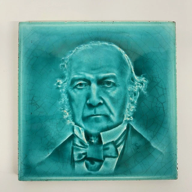 Antique Moulded Portrait Tile of William Ewart Gladstone C1890 Prime Minister