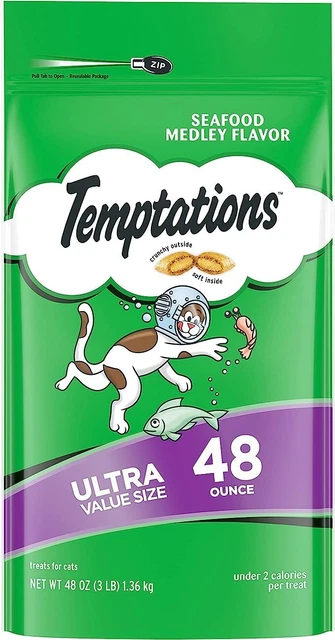 Nuevo ENORME Temptations Clásico Crujiente Suave Gato Golteos Mariscos 48 oz. bolsa de 3 libras