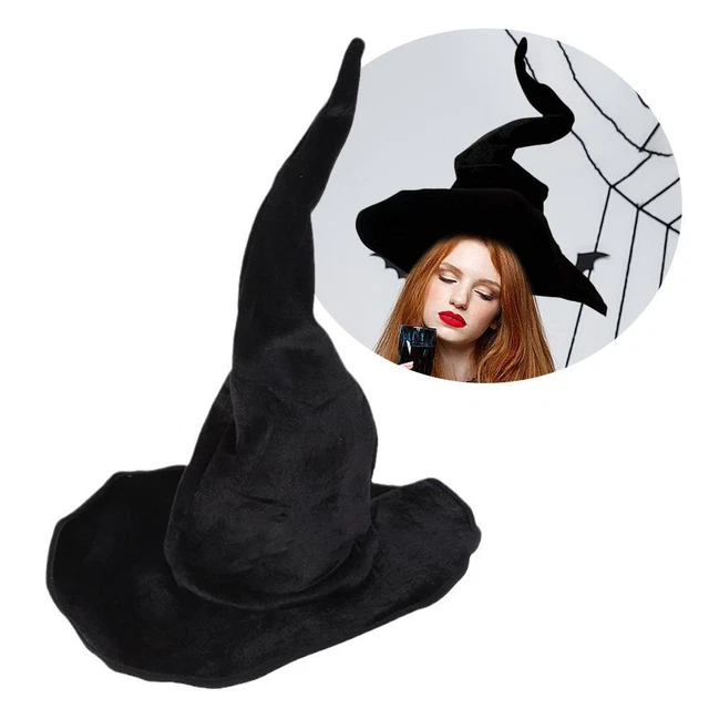 Cappello Halloween Abito Da Adulto Velluto Nero Alto Strega Torta Fantasia Z4F0