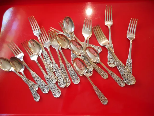 Th. Marthinsen Valdres 8 Tea Spoons, 7 Salad Forks, 8 Dinner forks  STERLING VTG