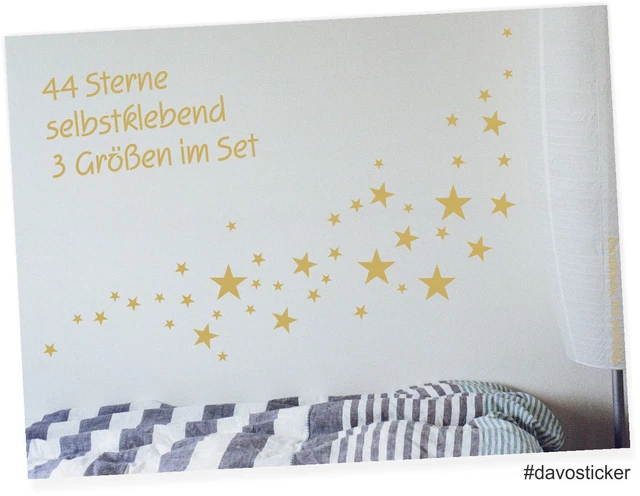 Wandtattoo 44 matte goldene Sterne  Aufkleber Sticker Dekoration Himmel Star