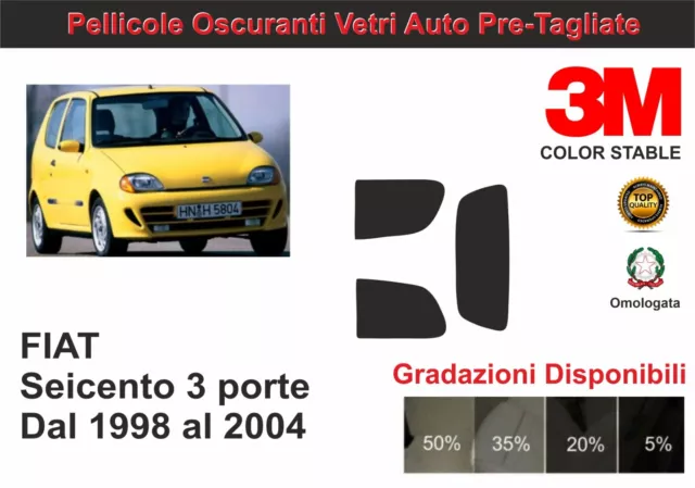 pellicola oscurante vetri Fiat Seicento 3 porte dal 1998 al 2004 kit posteriore