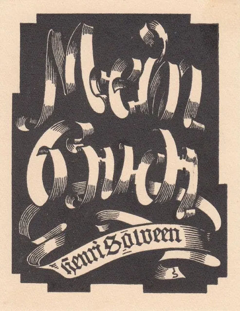 Exlibris Bookplate Cliché Josef Sattler 1867-1931 Bandes
