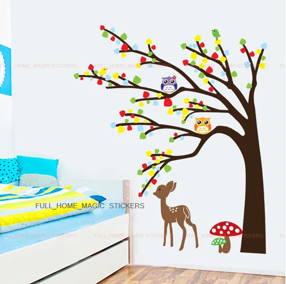 Woodland Tree Animal Owl Deer Wall Stickers Art Decal Mural Paper Nursery Decor