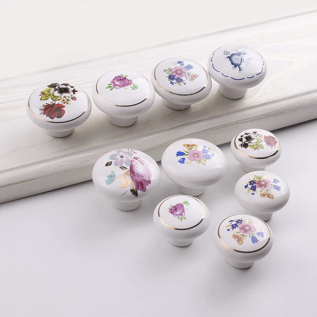 1×Retro Door Knobs Drawer Cabinet Wardrobe Vintage Ceramic Pull Handle Cupboard