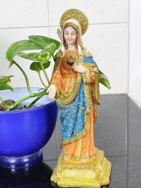 Importado Poli Mármol Sagrado Corazón María Estatua para Hogar Decor Cristiano