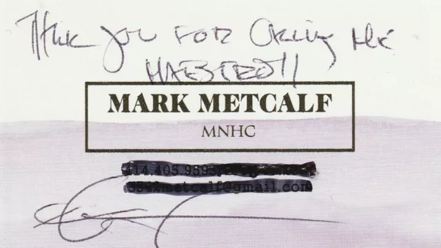 Seinfeld & Animal House Actor Mark Metcalf Signed Business Card  The Maestro