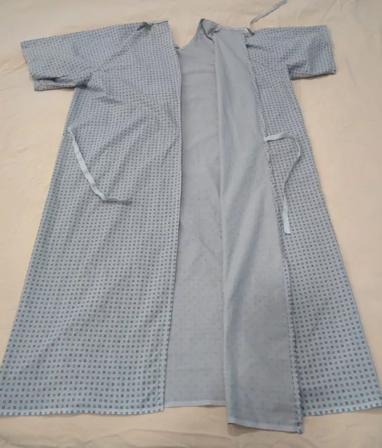 Hospital Patient Gown With Back Ties Blue One Size Fits All