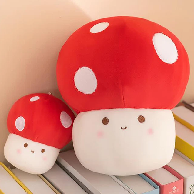 Adorable almohada de juguete de peluche de setas para decoración del hogar y