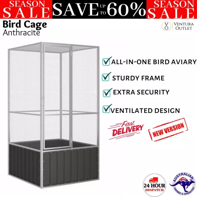 Bird Cage Galvanised Steel Pigeon Budgie Cage Anthracite 111x107x211.5 cm vidaXL