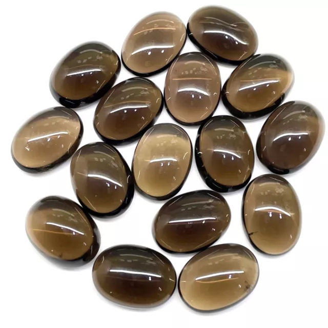 181 Cts/16 Pcs Natural Smokey Quartz 18mm 13mm Oval Loose Cabochon Gemstones Lot