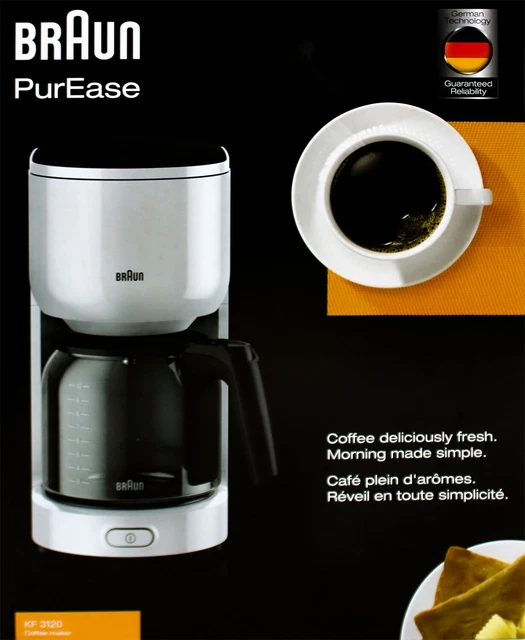 Braun Kaffeemaschine PurEase weiß 10 Tassen OptiBrew System KF3120WH