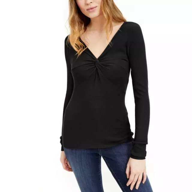 INC NEW Women's Twist-front Ribbed-knit V-Neck Sweater Top TEDO