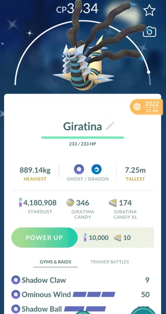 Pokemon Shiny Giratina Origin-LV40-3 Moves-Trade 20k or 1M or 30 days  friendship