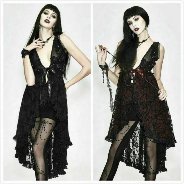 Eva Lady Women Sexy Lace Corset See Through Deep V Dress Black Thinner Underwear