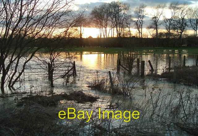 Photo 6x4 River Thame in flood by railway at Notley 67 Chearsley River Th c2007