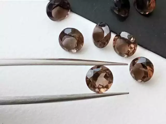 10 Pcs Smoky Quartz Solitaire Cut Stones Gemstone For Jewelry (10mm To 16mm) 2