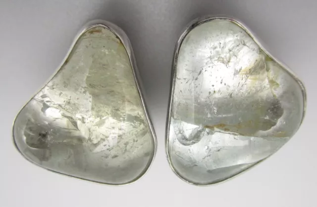 Lovely Rebecca Collins Sterling Silver  Rock Crystal Stone Clip Earrings
