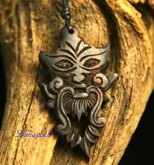 Greenman keltischer Schmuck Holz Anhänger am Band