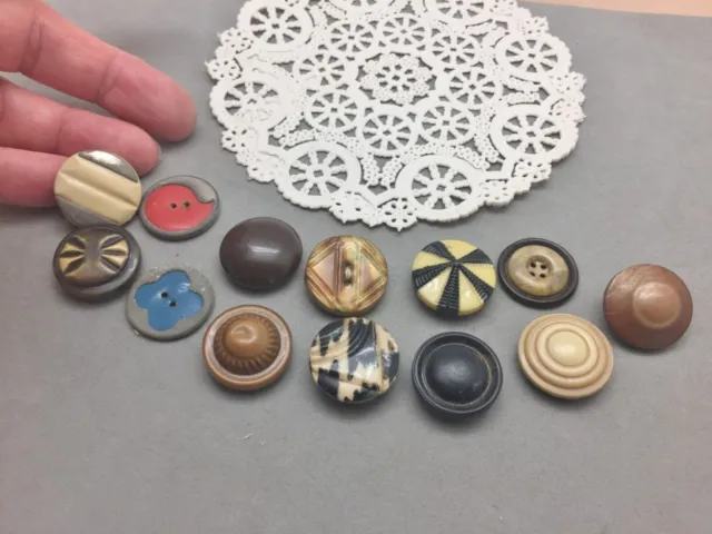 Vintage Tight Top Celluloid 7/8" Button Lot 13 Art Deco Sewing Clothes