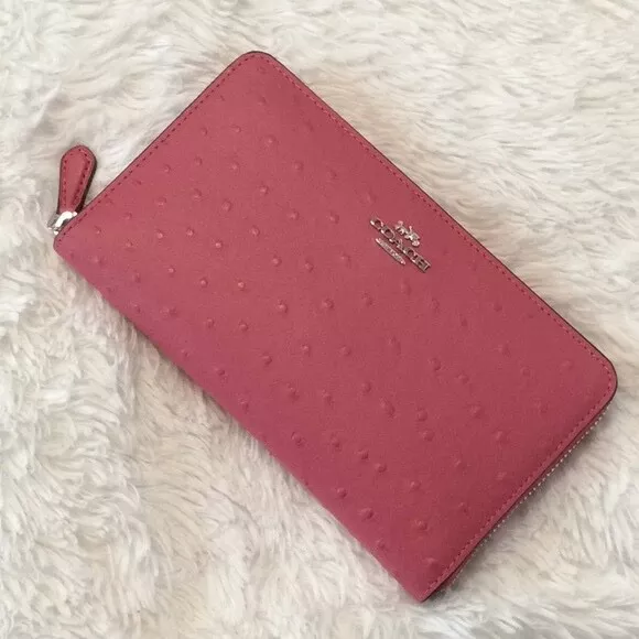 NWT Authentic Coach continental wallet Strawberry Silver Leather Pockets