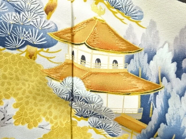 6822436: Japanese Kimono / Antique Tomesode / Embroidery / Pine & Temple
