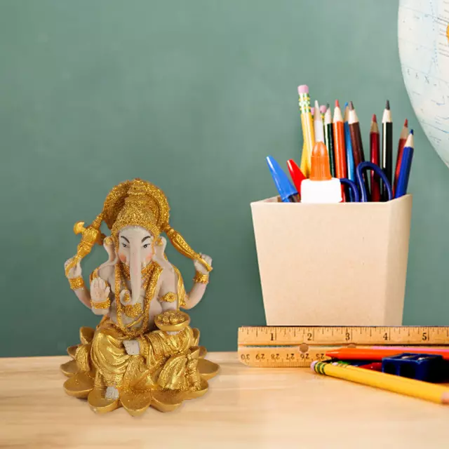 Ganesha Figurine Sculpture Elephant GOD Statue Religious Resin Hindu Buddha