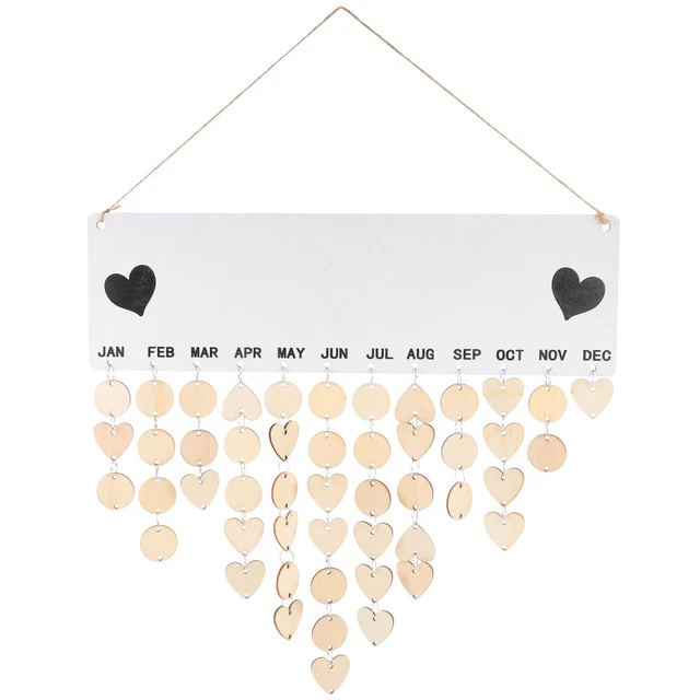 Calendrier D’Anniversaire Mural En Bois – Panneau Familial DIY Avec Étiquettes | Rappel Fêtes Cadeaux - 4
