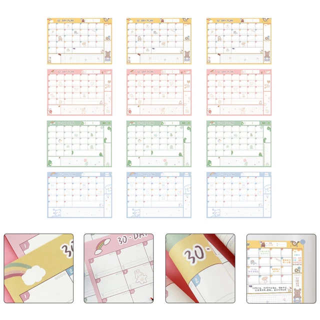 12 Sheets Büro-Notizblock Zeitplan Planen Schülerkalender Notizbuch