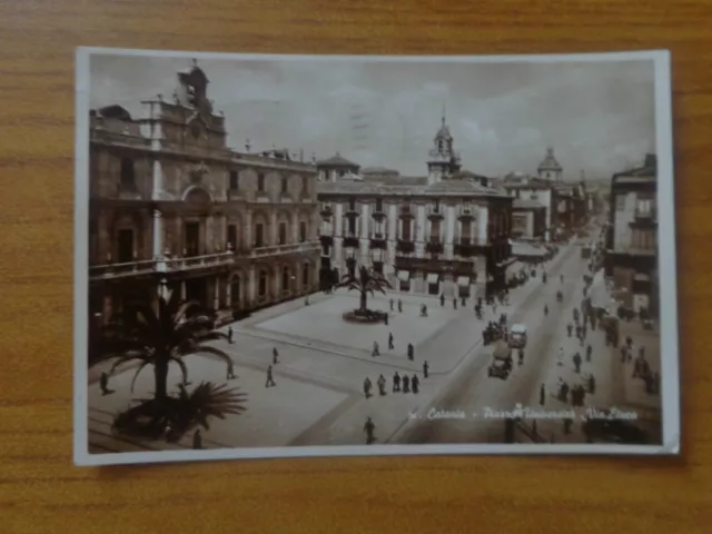 Cartolina Catania Piazza Universita' Via Etnea Viaggiata Numis Subalpina