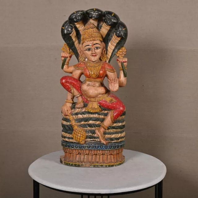 Vintage Indian Hand Carved Wooden Goddess Figurine Statue Sculpture Prayer Idol