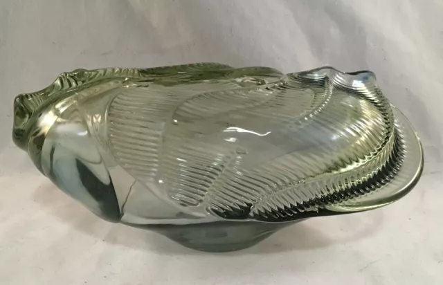 Vintage Frederick Warren Signed Studio Hand Blown Art Glass Green Bowl Vase 3