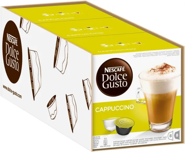 Nescafé Dolce Gusto Cappuccino Coffee Pods Pack of 3 Total 48 Capsules