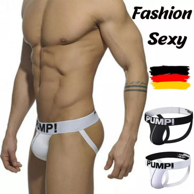 2 Stück PUMP Herren Unterwäsche Suspensorium Slips Baumwolle Tanga String Sexy